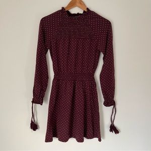 Topshop stretchy polka dot long-sleeved mini-dress